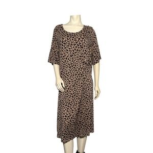 Croft & Barrow Leopard Print Midi Dress Womens 2X Tan Black Twist Front